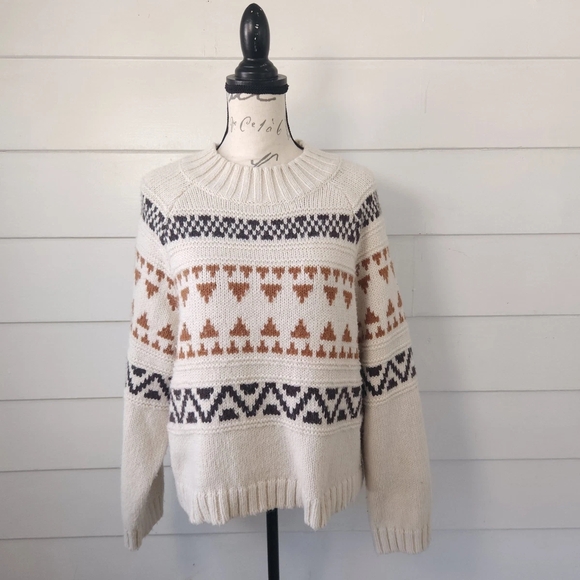 Universal Thread Sweaters - Universal Thread Nordic Fair Isle Pullover Sweater Cream Tan XL